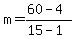 m+=+%2860+-+4%29%2F%2815+-+1%29