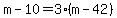 m-10=3%2A%28m-42%29