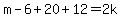 m-6%2B20%2B12=2k
