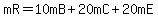 mR=10mB%2B20mC%2B20mE