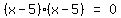 matrix%281%2C3%2C%28x-5%29%28x-5%29%2C%22=%22%2C0%29