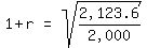matrix%281%2C3%2C+1+%2B+r%2C+%22=%22%2C+sqrt%28%222%2C123.6%22%2F%222%2C000%22%29%29