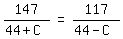 matrix%281%2C3%2C+147%2F%2844+%2B+C%29%2C+%22=%22%2C+117%2F%2844+-+C%29%29