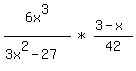 matrix%281%2C3%2C+6x%5E3%2F%283x%5E2+-+27%29%2C+%22%2A%22%2C+%283+-+x%29%2F42%29