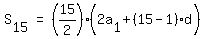 matrix%281%2C3%2C+S%5B15%5D%2C+%22=%22%2C+%2815%2F2%29%282a%5B1%5D+%2B+%2815+-+1%29d%29%29