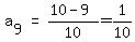 matrix%281%2C3%2C+a%5B9%5D%2C+%22=%22%2C+%2810+-+9%29%2F10+=+1%2F10%29