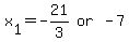 matrix%281%2C3%2C+x%5B1%5D+=+-+21%2F3%2C+or%2C+-+7%29