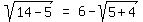 matrix%281%2C3%2Csqrt%2814+-+5%29%2C+%22=%22%2C+6+-+sqrt%285+%2B+4%29%29