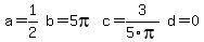 matrix%281%2C4%2C++++a=1%2F2%2C+b=5pi%2C+c=3%2F5pi%2C+d=0+%29