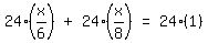 matrix%281%2C5%2C24%28x%2F6%29%2C++%22%2B%22%2C+++24%28x%2F8%29%2C+%22=%22%2C+24%281%29%29