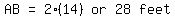 matrix%281%2C6%2C+AB%2C+%22=%22%2C+2%2814%29%2C+or%2C+28%2C+feet%29