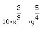 matrix%282%2C1%2C%22%22%2C10%2Ax%5E%282%2F3%29%2Ay%5E%285%2F4%29+%29