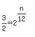 matrix%282%2C1%2C%22%22%2C3%2F2=2%5E%28n%2F12%29%29