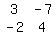 matrix%282%2C2%2C3%2C-7%2C-2%2C4%29