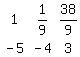 matrix%282%2C3%2C1%2C1%2F9%2C38%2F9%2C-5%2C-4%2C3%29