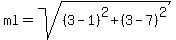 ml=sqrt%28%283-1%29%5E2%2B%283-7%29%5E2%29