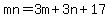 mn=3m%2B3n%2B17