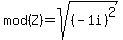 mod%28Z%29=sqrt%28+%28-1i%29%5E2%29
