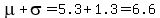 mu%2Bsigma=5.3%2B1.3=6.6