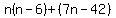 n%28n-6%29%2B%287n-42%29