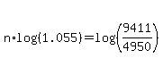 n%2Alog%28%281.055%29%29+=+log%28%289411%2F4950%29%29