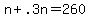 n%2B.3n=260
