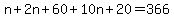 n%2B2n%2B60%2B10n%2B20=366