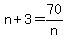 n%2B3=70%2Fn