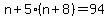 n%2B5%28n%2B8%29=94