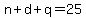 n%2Bd%2Bq=25