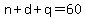 n%2Bd%2Bq=60