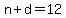 n%2Bd=12