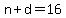n%2Bd=16