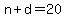 n%2Bd=20