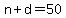 n%2Bd=50