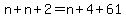 n%2Bn%2B2=n%2B4%2B61