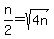 n%2F2=sqrt%284n%29
