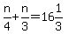 n%2F4%2Bn%2F3=16%261%2F3