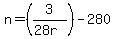n=%283%2F%2828r%29%29-280