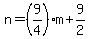 n=%289%2F4%29m%2B9%2F2