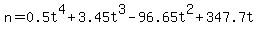 n=0.5t%5E4%2B3.45t%5E3-96.65t%5E2%2B347.7t