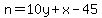 n=10y%2Bx-45