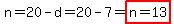 n=20-d=20-7=highlight%28n=13%29
