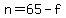 n=65-f