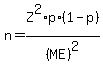 n=Z%5E2%2Ap%2A%281-p%29%2F%28ME%29%5E2