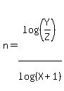 n=log%28%28Y%2FZ%29%29%2Flog%28%28X%2B1%29%29