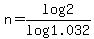 n=log2%2Flog1.032