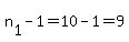 n%5B1%5D-1+=+10-1+=+9