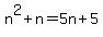 n%5E2%2Bn=5n%2B5