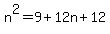 n%5E2=9%2B12n%2B12
